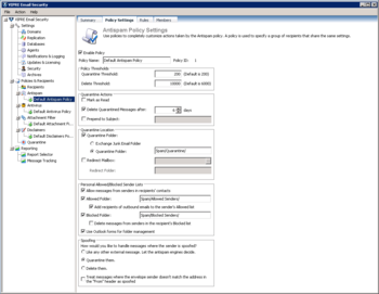VIPRE Email Security for Exchange screenshot