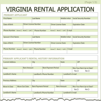 Virginia Rental Application screenshot