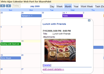 Virto Ajax Calendar for SharePoint 2010 screenshot