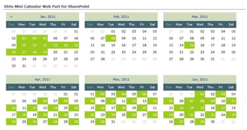 Virto Ajax SharePoint Mini Calendar screenshot