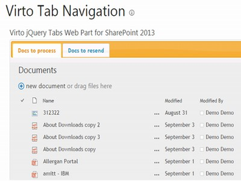 Virto SharePoint JQuery Tab Navigation screenshot