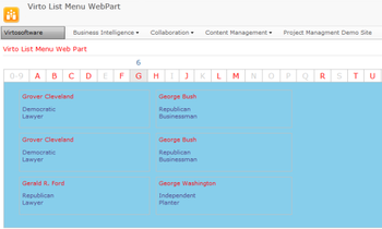 Virto SharePoint List Menu Web Part screenshot