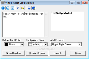 Virtual Asset Label screenshot