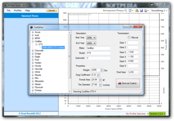 Virtual Dyno screenshot