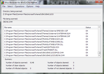 Virus remover for Win32/Chir.B@mm screenshot