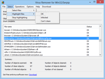 Virus Remover for Win32/Serpip screenshot 2
