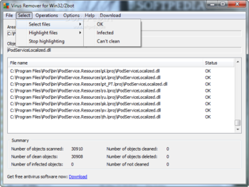 Virus Remover for Win32/Zbot screenshot 2
