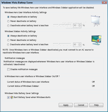 Vista Battery Saver screenshot