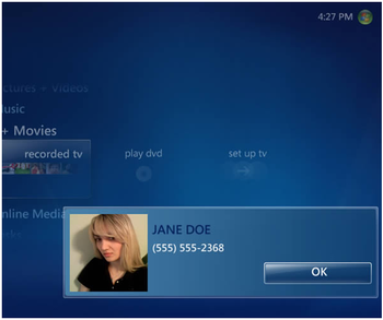 Vista Caller-ID Windows Media Center Add-in screenshot
