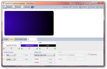 Visual CSS Gradient Generator screenshot