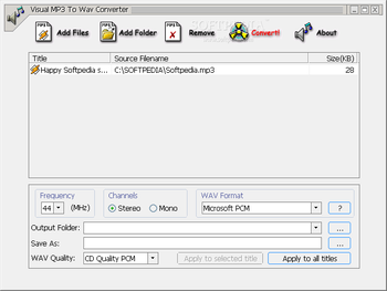 Visual MP3 To WAV Converter screenshot