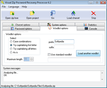 Visual Zip Password Recovery Processor screenshot 2
