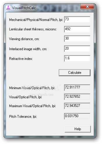 VisualPitchCalc screenshot