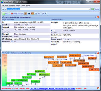 VisualRoute Lite Edition 2010 screenshot