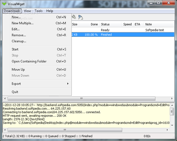 VisualWget screenshot 2