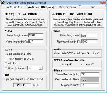 VOB2MPEG4 Video Bitrate Calculator screenshot 2