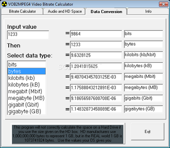 VOB2MPEG4 Video Bitrate Calculator screenshot 3