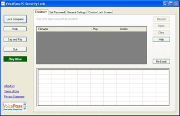 VoicePass PC Lock screenshot