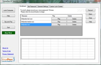 VoicePass PC Security Lock screenshot