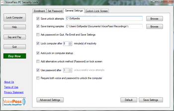 VoicePass PC Security Lock screenshot 3