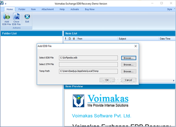 Voimakas Exchange EDB Recovery screenshot