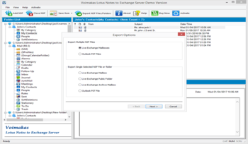 Voimakas Lotus Notes to Live Exchange screenshot 2