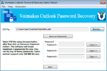 Voimakas Outlook PST Password Recovery screenshot