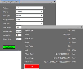 Voltage Drop Calculator screenshot