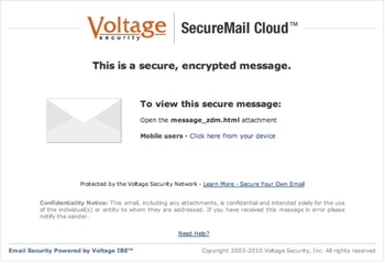Voltage SecureMail Cloud screenshot
