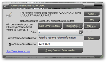 Volume Serial Number Editor screenshot
