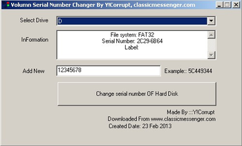 Volumn Serial Number Changer screenshot 2