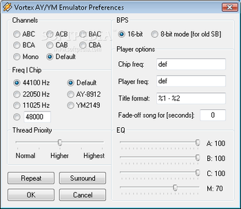Vortex AY/YM Chip Emulator for WinAmp screenshot