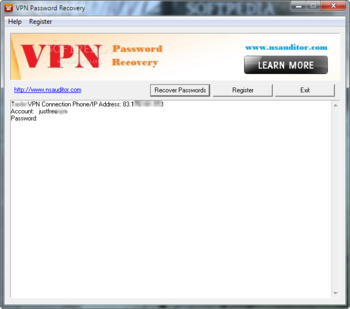 VPN Password Recovery screenshot