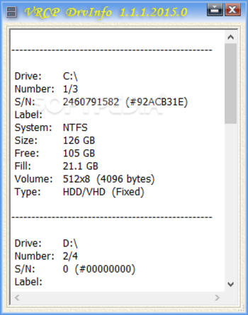 VRCP DrvInfo screenshot