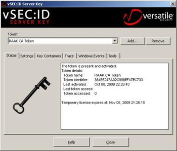vSEC:ID Server Key screenshot