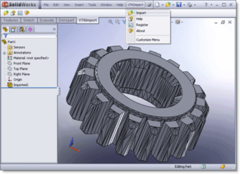 VTK Import for SolidWorks screenshot