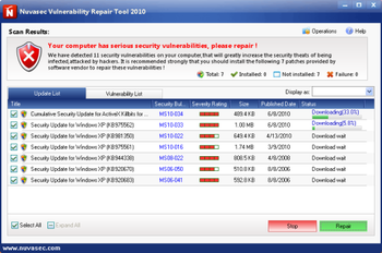 Vulnerability Repair Tool 2010 screenshot