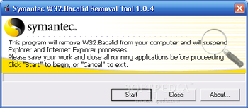 W32.Bacalid Removal Tool screenshot
