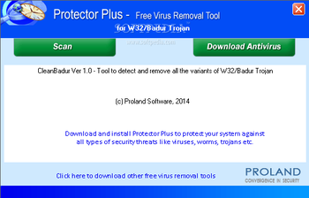 W32/Badur Trojan Removal Tool screenshot