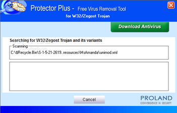 W32/CleanZegost Trojan Removal Tool screenshot 2