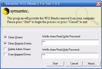W32.Nimda.E@mm Removal Tool screenshot
