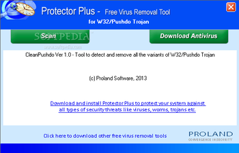 W32/Pushdo Trojan Removal Tool screenshot