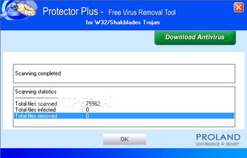 W32/ShakBlades Free Virus Removal Tool screenshot 3