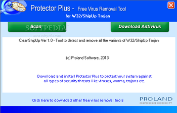 W32/ShipUp Trojan Removal Tool screenshot
