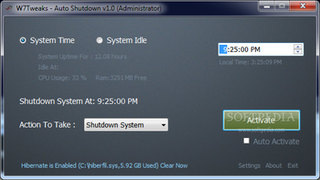 W7Tweaks - Auto Shutdown screenshot
