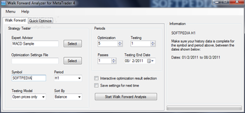 Walk Forward Analyzer for MetaTrader 4 screenshot