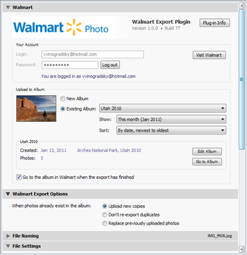 Walmart Export Plugin for Lightroom (USA) screenshot