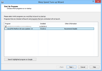 Warp Speed PC Tune-up Software screenshot 2