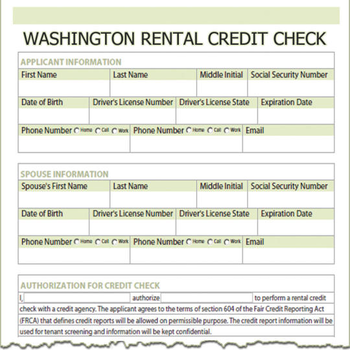 Washington Rental Credit Check screenshot