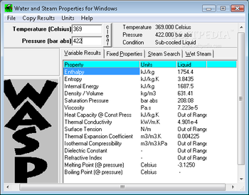 WASP -Water And Steam Properties screenshot